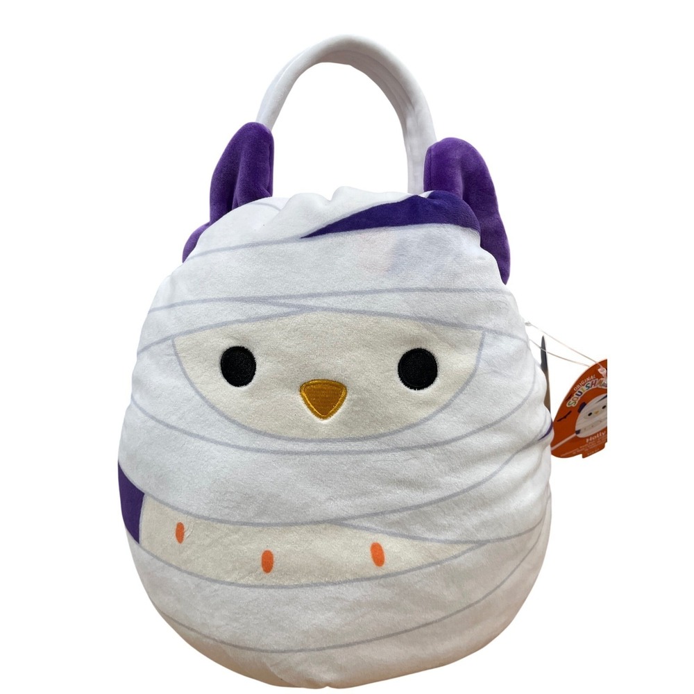 Squishmallows Holly the Owl Mummy Halloween Treat Pail Plush Bucket Jazwares NEW